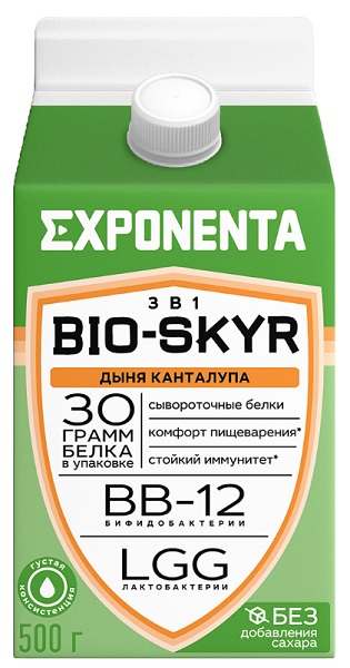 Напиток кисломолочный обезжиренный Exponenta BIO-SKYRE 3в1 Дыня-канталупа 500 г