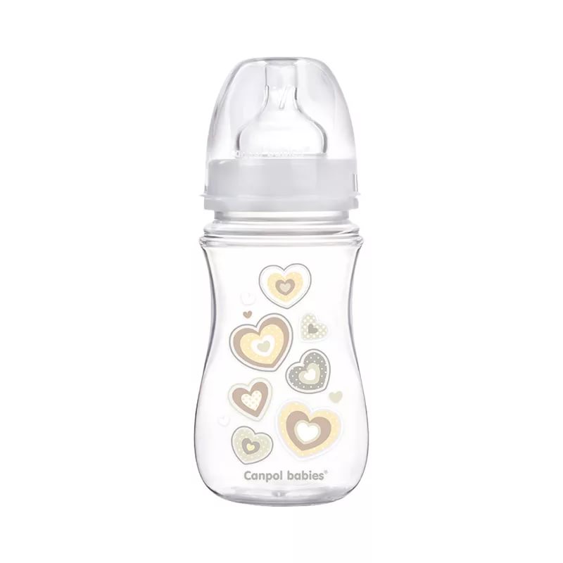CANPOL BABIES Бутылочка для кормления с антиколиковой силиконовой соской белая 240 мл +3 мес