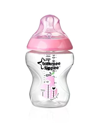 TOMMEE TIPPEE Бутылочки для медленного кормления 2 х 260 мл, +0 мес, розовая