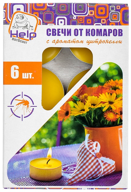Свечи от Комаров HELP 6 шт с ароматом цитронеллы