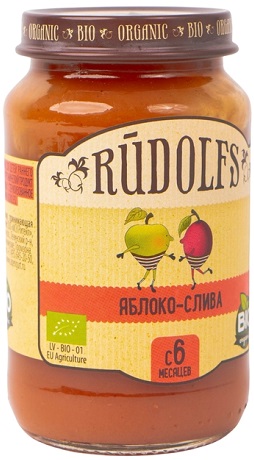 Rudolfs Пюре Яблоко-слива 190г ст/б