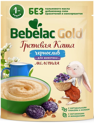 Бебелак Каша молочная Гречневая Чернослив 200г