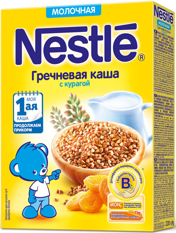 Nestle Каша молочная Гречневая с курагой 220г c 5мес.
