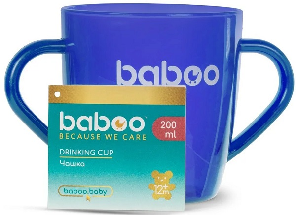 BABOO Чашка 12м+ синяя 200 мл