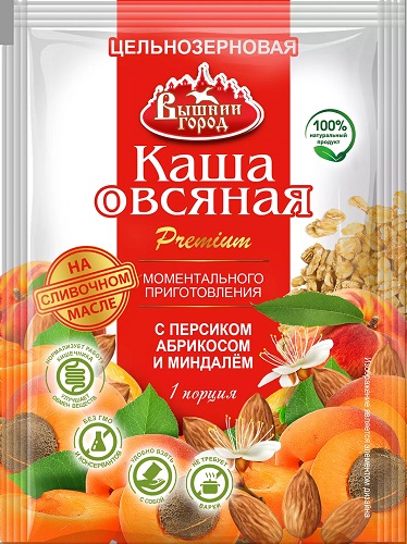 Вышний город Каша ОвсянаяПерсик абрикос миндаль слив.масло 50г мом. пригот.