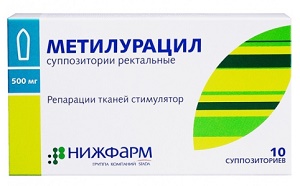 Метилурацил супп. рект. 500 мг №10 Нижфарм ( диоксометилтетрагидропиримидин )
