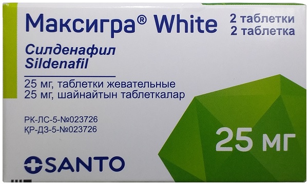 Максигра Вайт табл. 25 мг №2 ( силденафил ) / Максигра White