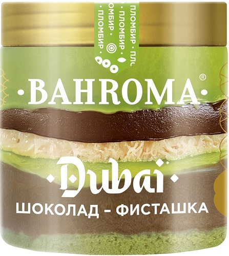 Мороженое Bahroma пинта Пломбир Фисташка-шоколад с кадаиф 320г