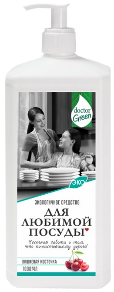 Средство для мытья посуды Вишневая косточка 1000мл Doctor Green