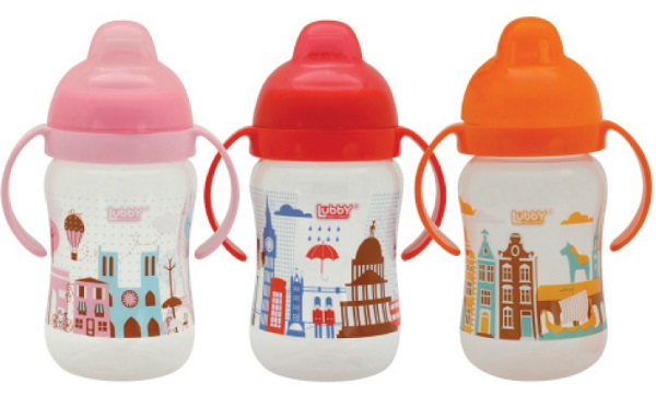 Бутылочка Пластиковая LUBBY 0м+ 125мл Соска Латексная уз/г с ручкой арт.11390 цв.в асс.