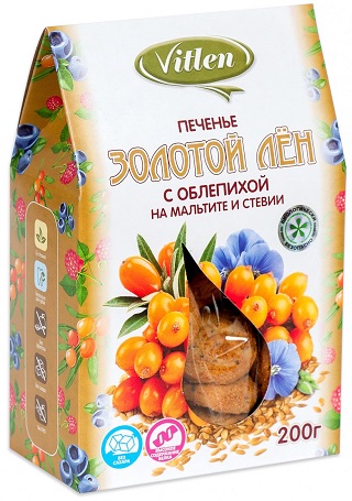 Vitlen Печенье Золотой лен с Облепихой на мальтите и стевии 200г