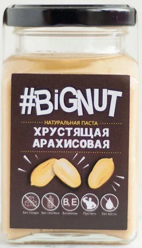 Bignut Арахисовая паста Хрустящая 240г стекло