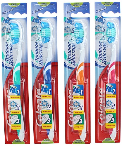 Зубная щетка COLGATE Тройное действие Средней жесткости цв.в асс.