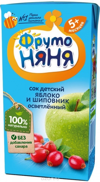 ФрутоНяня Сок Яблоко шиповник осветленный 200мл