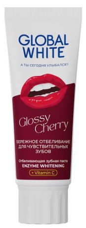 Зубная паста GLOBAL WHITE Энзимное отбеливание Glossy Cherry 100мл