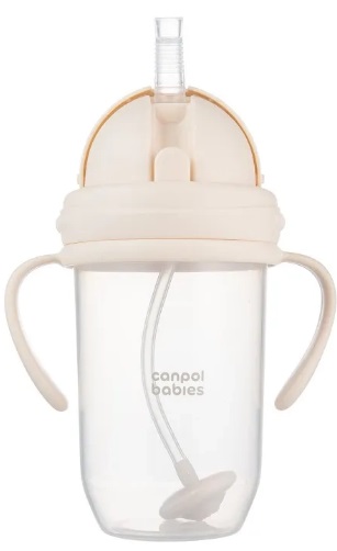 Поильник 6м+ CANPOL BABIES 270 мл Кремовый с трубочкой и утяжелителем арт.56/623