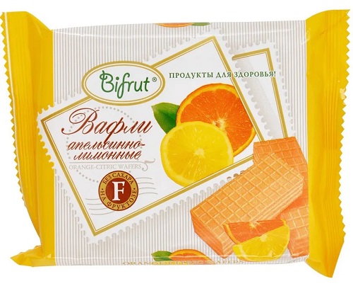 Bifrut Вафли Апельсинно-лимонные на фруктозе 60г.