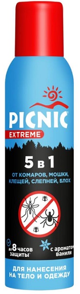 PICNIC Extreme аэрозоль 5в1 от комаров мошки клещей и блох 150 мл